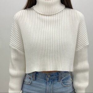 Babaton Cream Ribbed Turtleneck Sweater